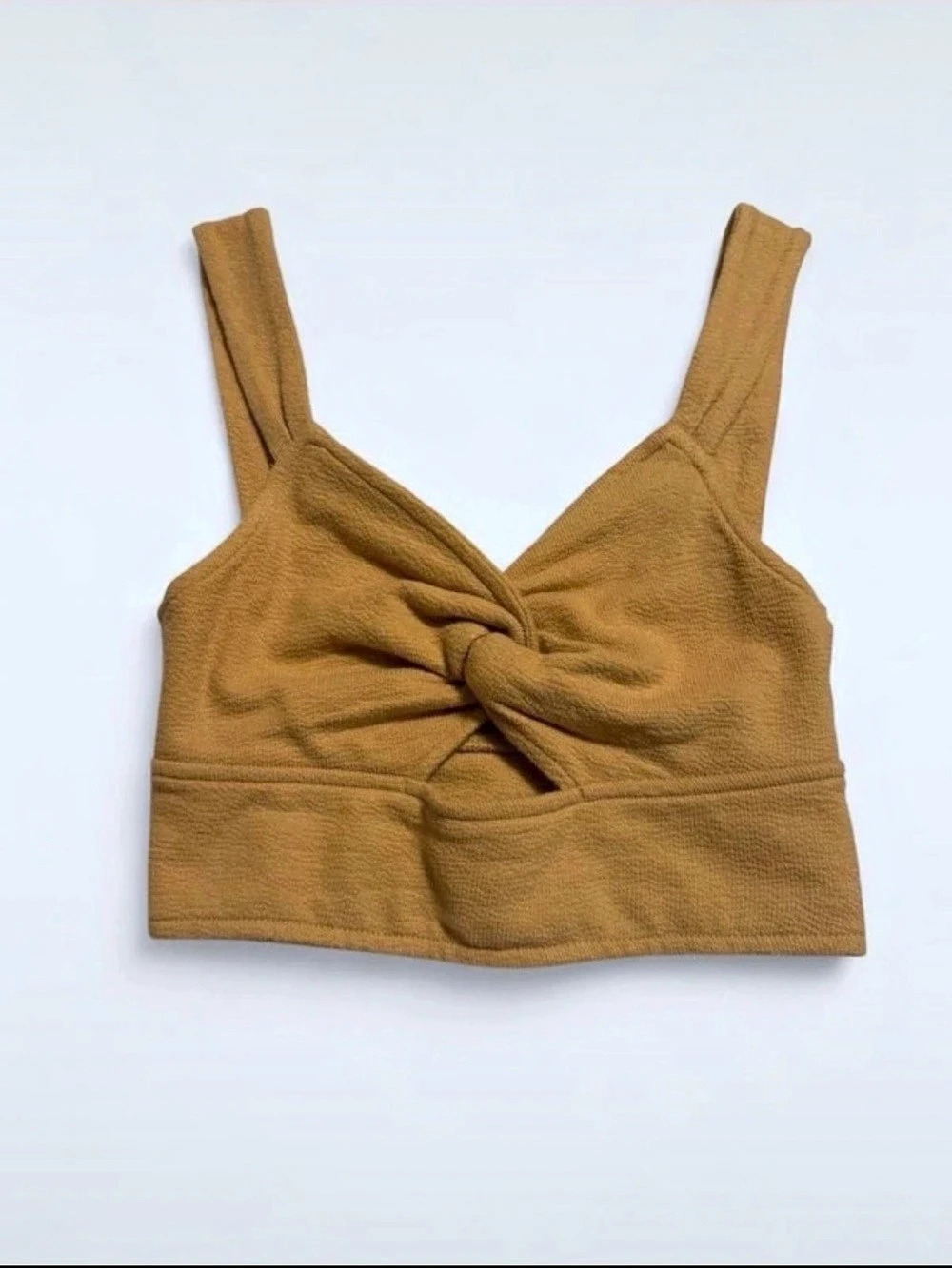 Madewell Cutout Knot-Front Crop Tank Top Brown XXS